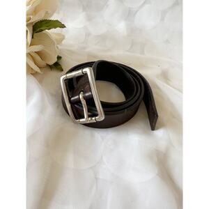 Vintage Brooks 346 Brown Genuine leather size 38 belt Chunky Solid Brass USA